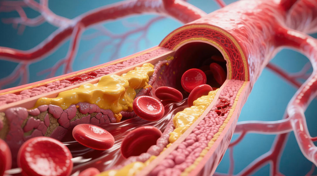 Exceso de LDL en la sangre, depositado en las arterias Exceso de LDL en la sangre, depositado en las arterias
